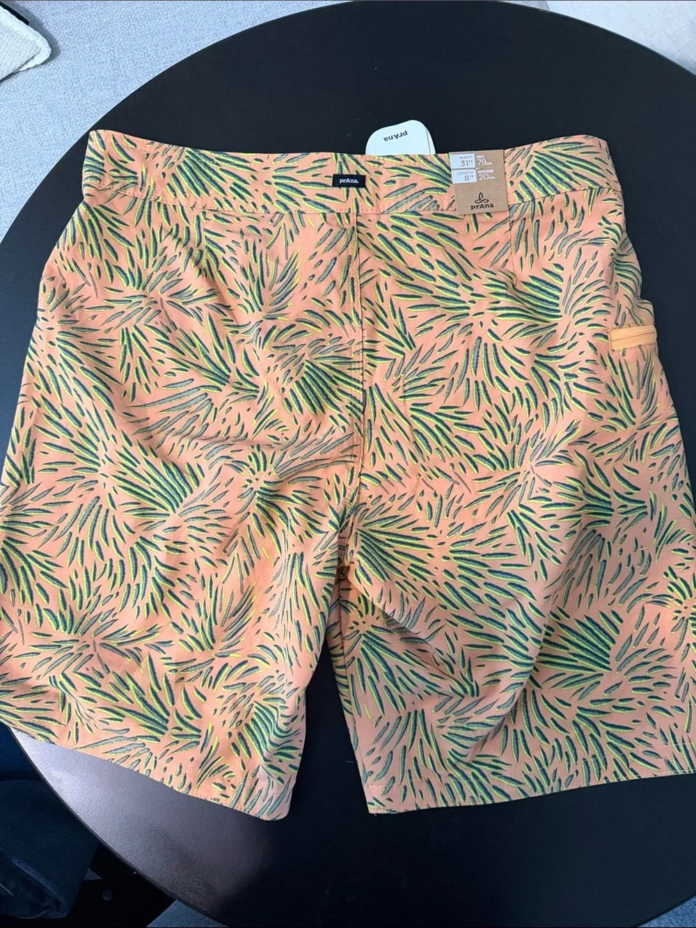 Prana Men's Orange Patterned Swim Shorts. Sz 31 NWT